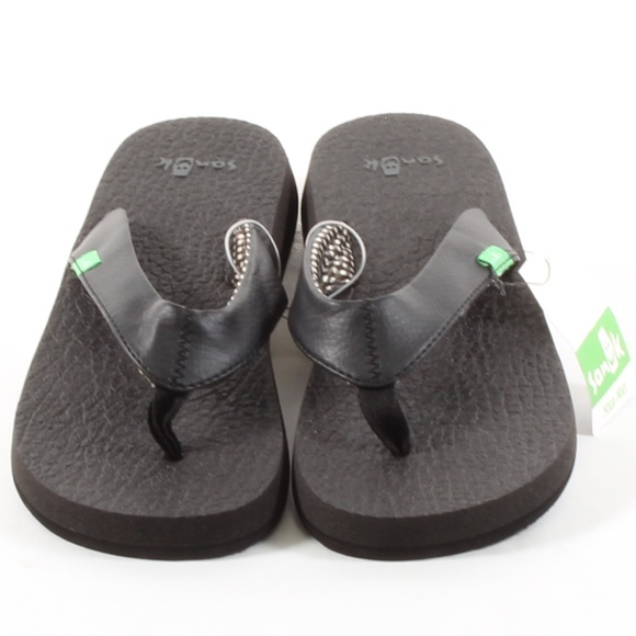 Sanuk Yoga Mat Flipflop Womens Thong Sandals Black - Picture 3 of 8